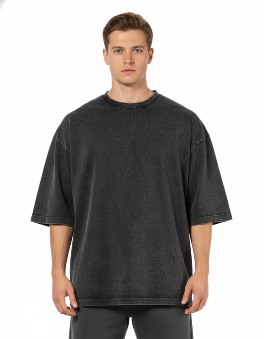 Męski T-shirt Oversize z Efektem Washed – Styl Treningowy